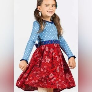 Matilda Jane Nothing But Nice  Blue Polka Dot and Red Floral Dress